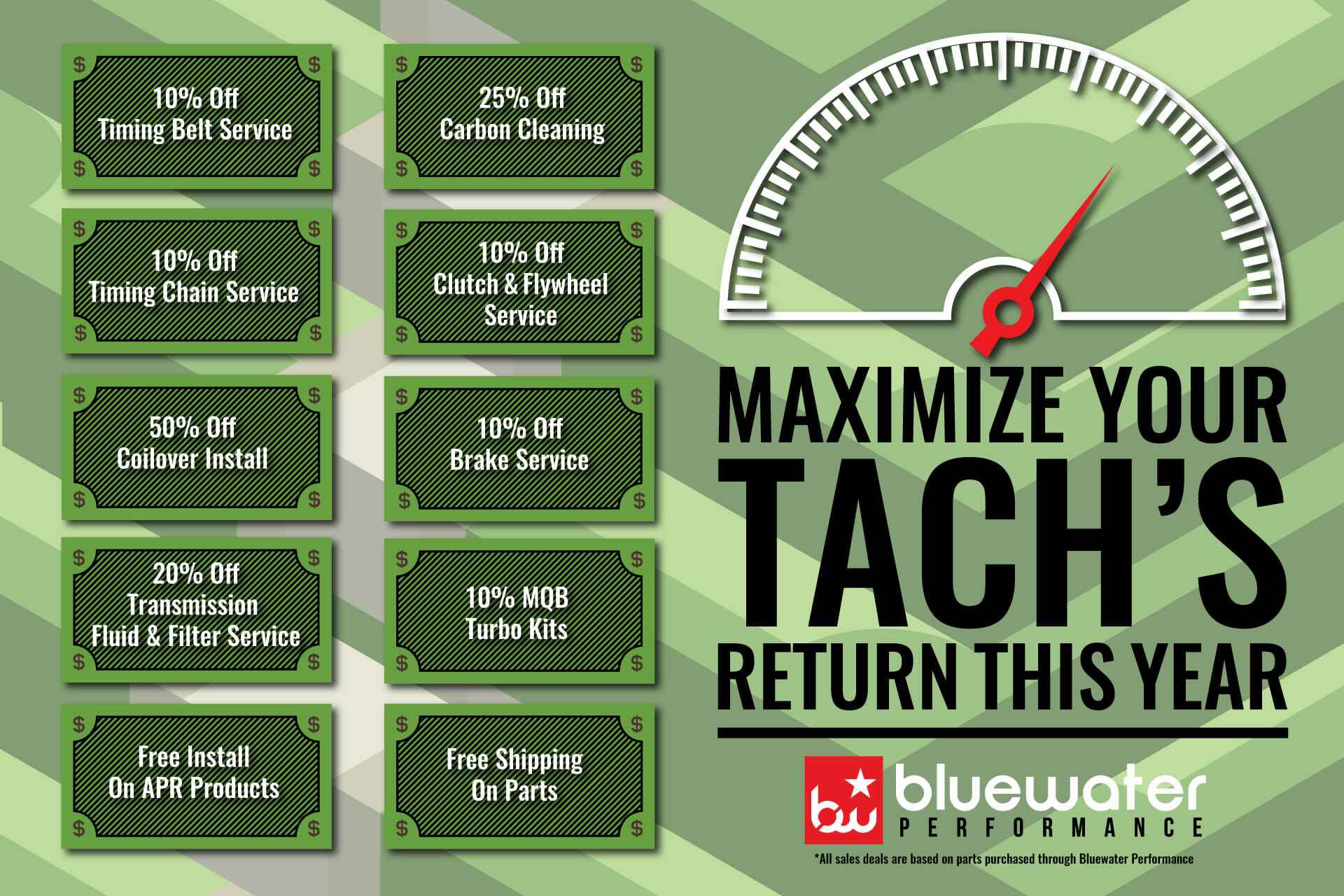 The Tax Season Sale on parts Bluewater Performance in Denver